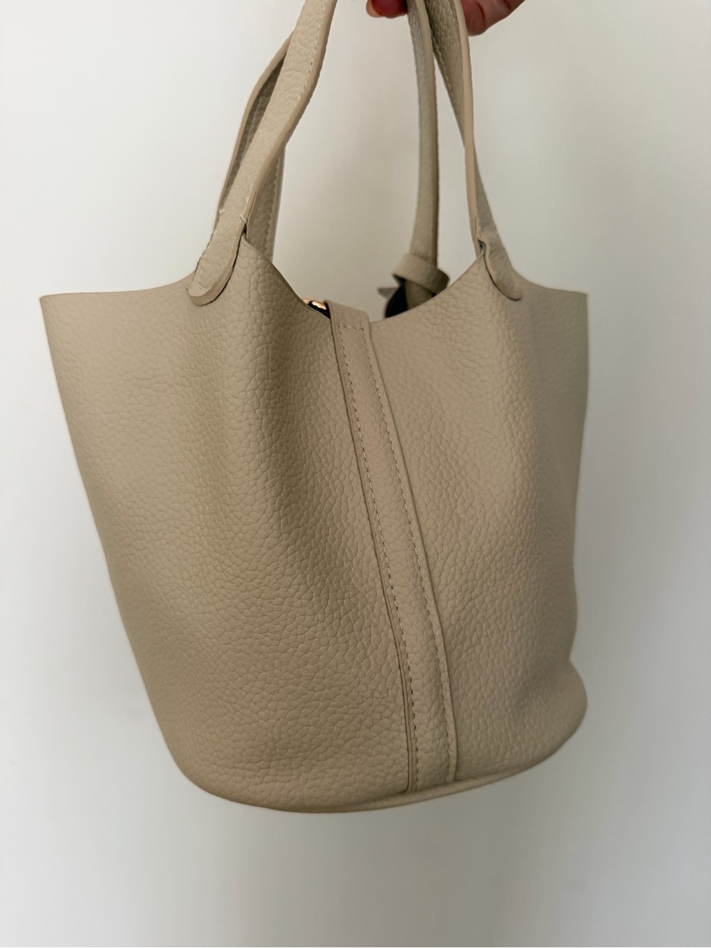 Classic Taupe Leather Tote Bag - Minimalist Women’s Handbag